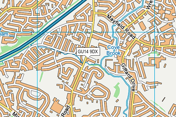 GU14 9DX map - OS VectorMap District (Ordnance Survey) GU14 9DX map - OS VectorMap District (Ordnance Survey)