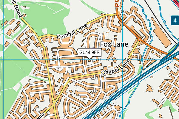 GU14 9FR map - OS VectorMap District (Ordnance Survey) GU14 9FR map - OS VectorMap District (Ordnance Survey)
