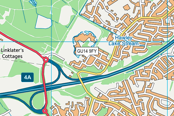 GU14 9FY map - OS VectorMap District (Ordnance Survey) GU14 9FY map - OS VectorMap District (Ordnance Survey)