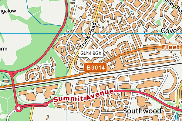 GU14 9GX map - OS VectorMap District (Ordnance Survey) GU14 9GX map - OS VectorMap District (Ordnance Survey)