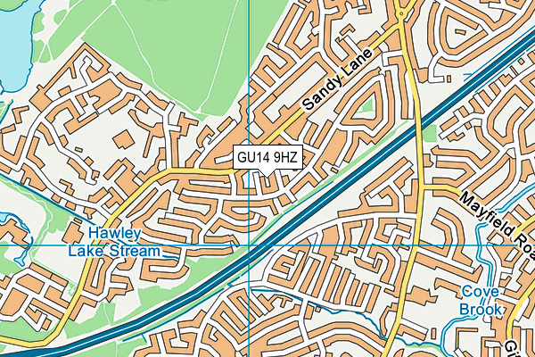 GU14 9HZ map - OS VectorMap District (Ordnance Survey) GU14 9HZ map - OS VectorMap District (Ordnance Survey)
