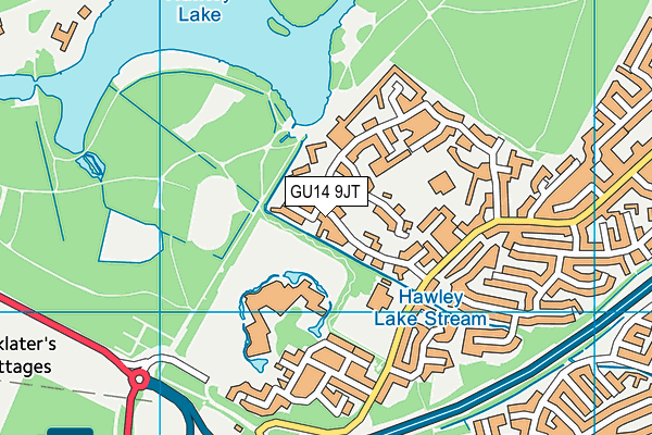 GU14 9JT map - OS VectorMap District (Ordnance Survey) GU14 9JT map - OS VectorMap District (Ordnance Survey)