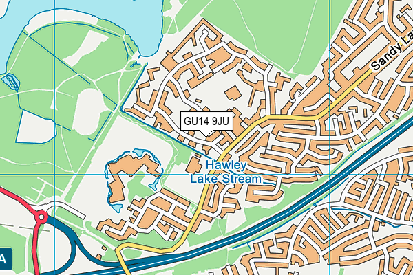 GU14 9JU map - OS VectorMap District (Ordnance Survey) GU14 9JU map - OS VectorMap District (Ordnance Survey)
