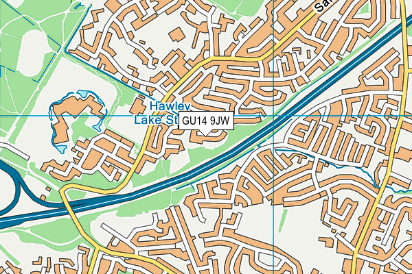 GU14 9JW map - OS VectorMap District (Ordnance Survey) GU14 9JW map - OS VectorMap District (Ordnance Survey)