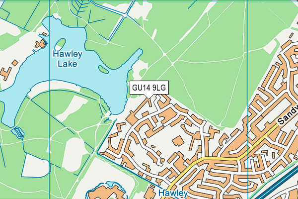 GU14 9LG map - OS VectorMap District (Ordnance Survey) GU14 9LG map - OS VectorMap District (Ordnance Survey)