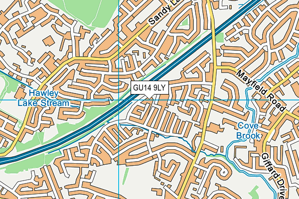 GU14 9LY map - OS VectorMap District (Ordnance Survey) GU14 9LY map - OS VectorMap District (Ordnance Survey)