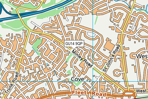 GU14 9QP map - OS VectorMap District (Ordnance Survey) GU14 9QP map - OS VectorMap District (Ordnance Survey)