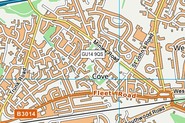 GU14 9QS map - OS VectorMap District (Ordnance Survey) GU14 9QS map - OS VectorMap District (Ordnance Survey)