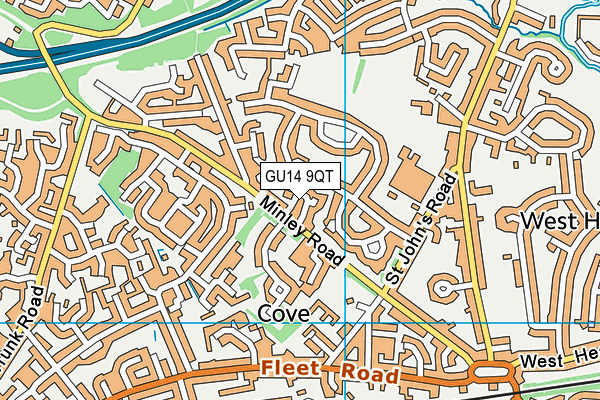 GU14 9QT map - OS VectorMap District (Ordnance Survey) GU14 9QT map - OS VectorMap District (Ordnance Survey)