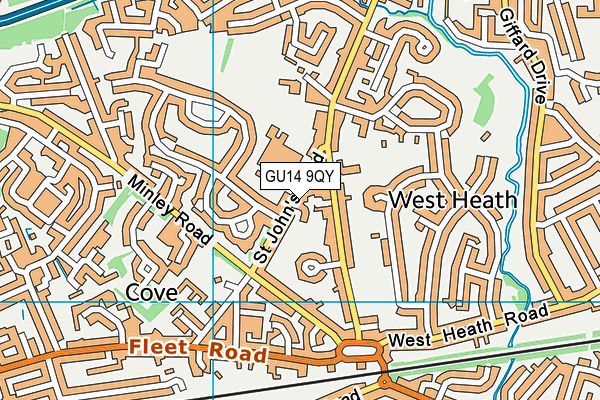 GU14 9QY map - OS VectorMap District (Ordnance Survey) GU14 9QY map - OS VectorMap District (Ordnance Survey)
