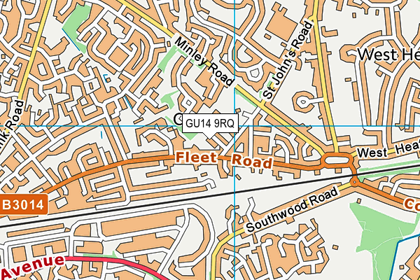 GU14 9RQ map - OS VectorMap District (Ordnance Survey) GU14 9RQ map - OS VectorMap District (Ordnance Survey)