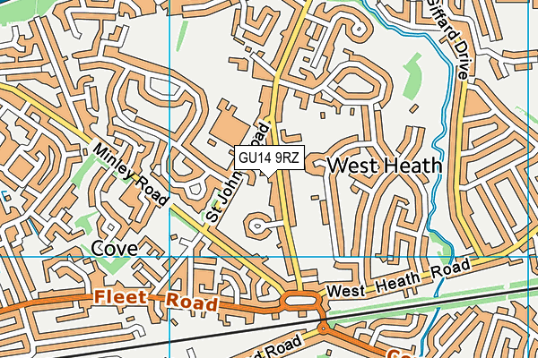 GU14 9RZ map - OS VectorMap District (Ordnance Survey) GU14 9RZ map - OS VectorMap District (Ordnance Survey)
