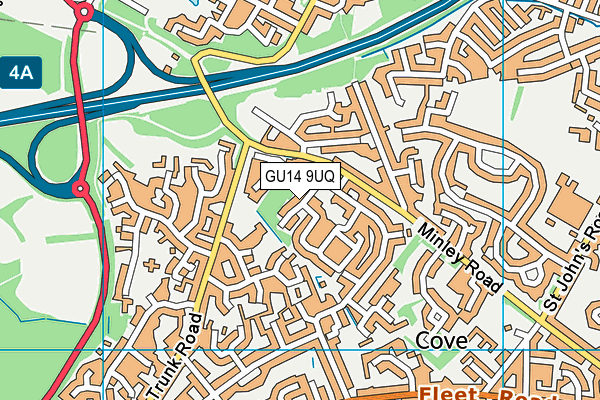 GU14 9UQ map - OS VectorMap District (Ordnance Survey) GU14 9UQ map - OS VectorMap District (Ordnance Survey)