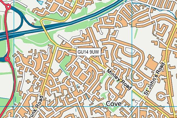 GU14 9UW map - OS VectorMap District (Ordnance Survey) GU14 9UW map - OS VectorMap District (Ordnance Survey)