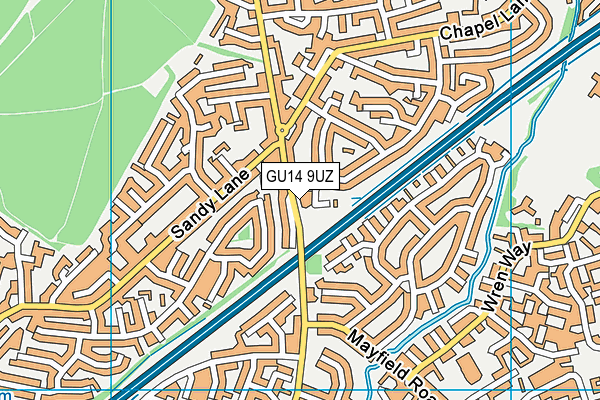 GU14 9UZ map - OS VectorMap District (Ordnance Survey) GU14 9UZ map - OS VectorMap District (Ordnance Survey)