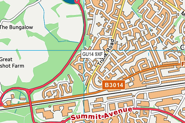GU14 9XF map - OS VectorMap District (Ordnance Survey) GU14 9XF map - OS VectorMap District (Ordnance Survey)