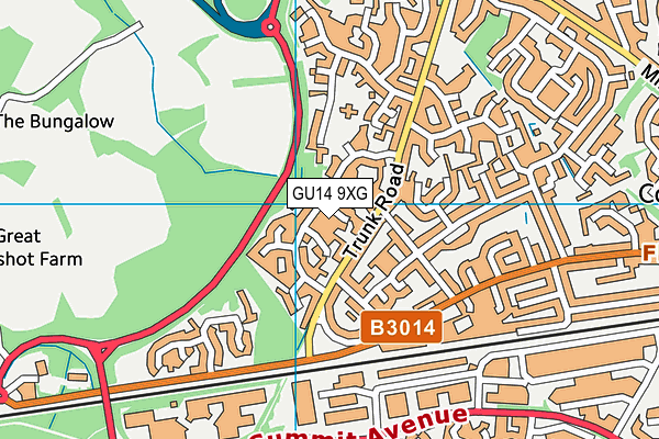 GU14 9XG map - OS VectorMap District (Ordnance Survey) GU14 9XG map - OS VectorMap District (Ordnance Survey)