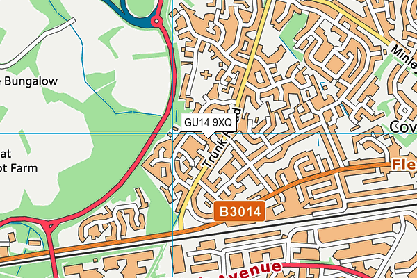 GU14 9XQ map - OS VectorMap District (Ordnance Survey) GU14 9XQ map - OS VectorMap District (Ordnance Survey)