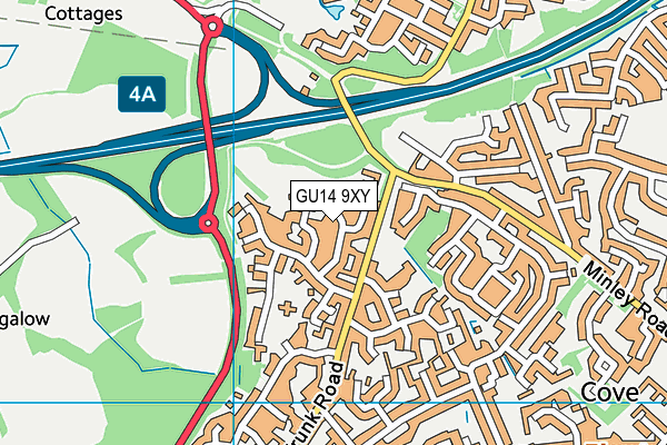 GU14 9XY map - OS VectorMap District (Ordnance Survey) GU14 9XY map - OS VectorMap District (Ordnance Survey)