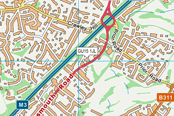 GU15 1JL map - OS VectorMap District (Ordnance Survey)