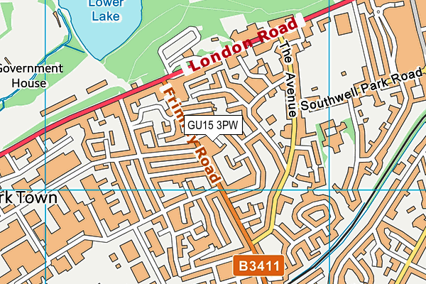 GU15 3PW map - OS VectorMap District (Ordnance Survey)