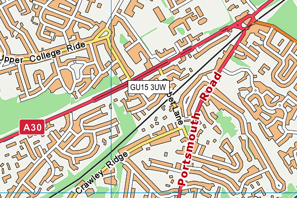GU15 3UW map - OS VectorMap District (Ordnance Survey) GU15 3UW map - OS VectorMap District (Ordnance Survey)