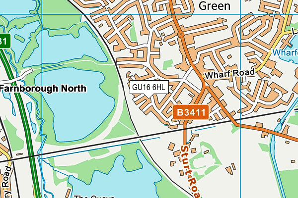 GU16 6HL map - OS VectorMap District (Ordnance Survey) GU16 6HL map - OS VectorMap District (Ordnance Survey)