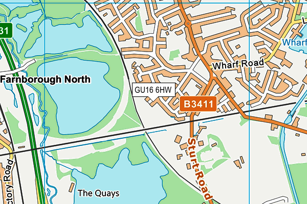 GU16 6HW map - OS VectorMap District (Ordnance Survey) GU16 6HW map - OS VectorMap District (Ordnance Survey)