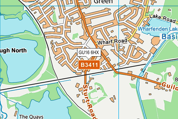 GU16 6HX map - OS VectorMap District (Ordnance Survey) GU16 6HX map - OS VectorMap District (Ordnance Survey)