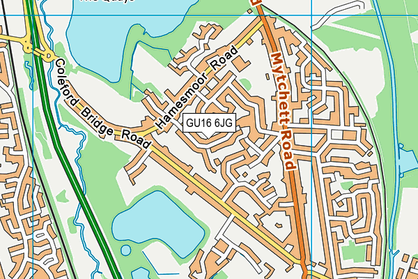 GU16 6JG map - OS VectorMap District (Ordnance Survey) GU16 6JG map - OS VectorMap District (Ordnance Survey)