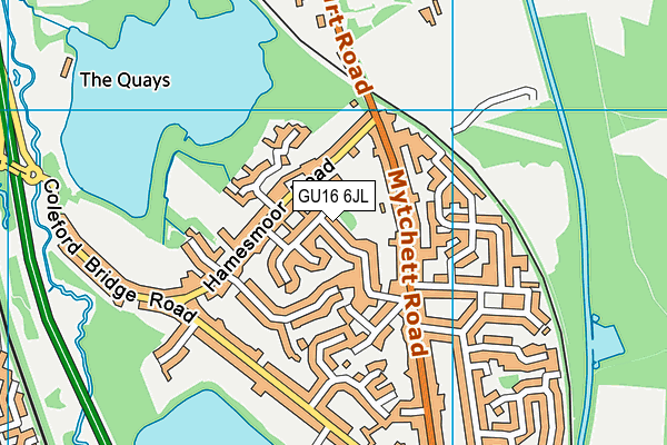GU16 6JL map - OS VectorMap District (Ordnance Survey) GU16 6JL map - OS VectorMap District (Ordnance Survey)