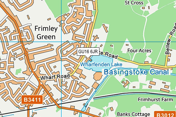 GU16 6JR map - OS VectorMap District (Ordnance Survey) GU16 6JR map - OS VectorMap District (Ordnance Survey)