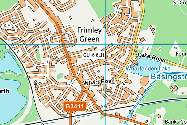 GU16 6LH map - OS VectorMap District (Ordnance Survey) GU16 6LH map - OS VectorMap District (Ordnance Survey)