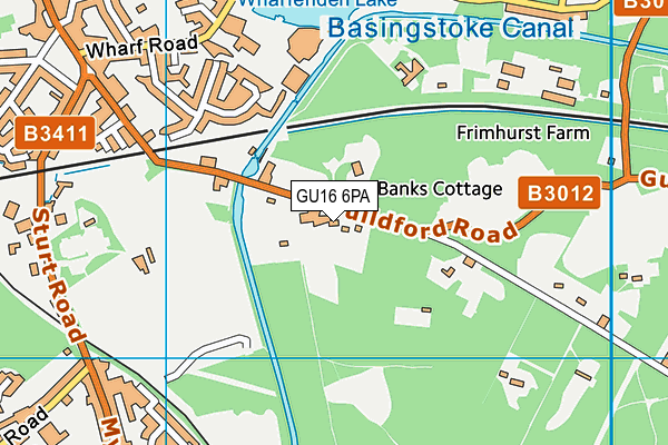 GU16 6PA map - OS VectorMap District (Ordnance Survey) GU16 6PA map - OS VectorMap District (Ordnance Survey)