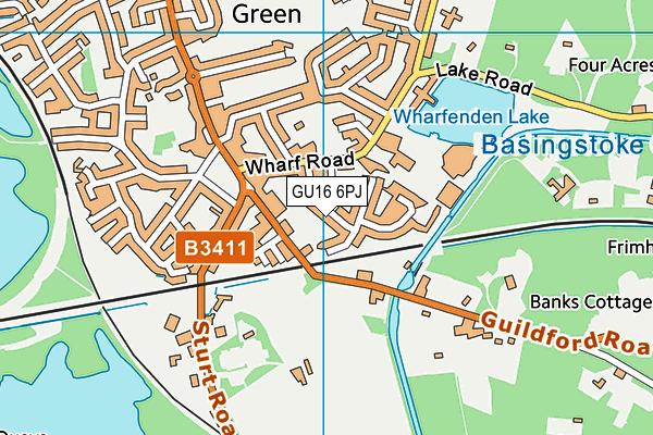 GU16 6PJ map - OS VectorMap District (Ordnance Survey) GU16 6PJ map - OS VectorMap District (Ordnance Survey)