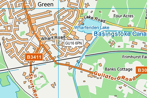 GU16 6PN map - OS VectorMap District (Ordnance Survey)