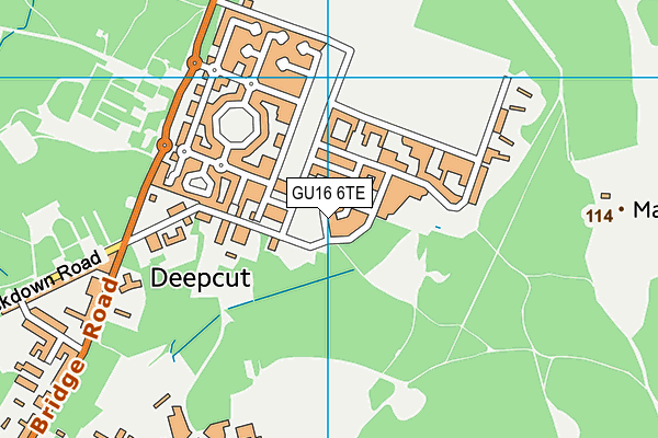 GU16 6TE map - OS VectorMap District (Ordnance Survey) GU16 6TE map - OS VectorMap District (Ordnance Survey)