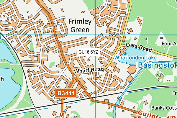 GU16 6YZ map - OS VectorMap District (Ordnance Survey) GU16 6YZ map - OS VectorMap District (Ordnance Survey)