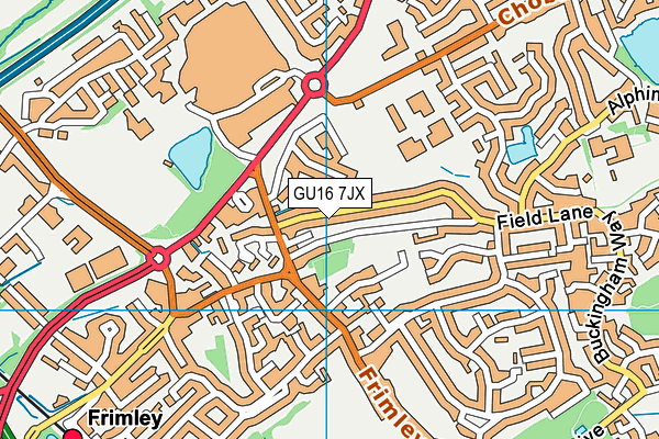 GU16 7JX map - OS VectorMap District (Ordnance Survey) GU16 7JX map - OS VectorMap District (Ordnance Survey)