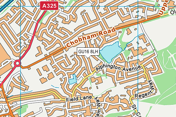 GU16 8LH map - OS VectorMap District (Ordnance Survey) GU16 8LH map - OS VectorMap District (Ordnance Survey)