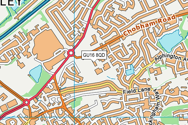 GU16 8QD map - OS VectorMap District (Ordnance Survey) GU16 8QD map - OS VectorMap District (Ordnance Survey)