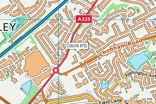 GU16 8TD map - OS VectorMap District (Ordnance Survey) GU16 8TD map - OS VectorMap District (Ordnance Survey)