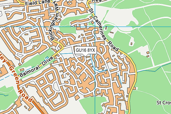 GU16 8YX map - OS VectorMap District (Ordnance Survey) GU16 8YX map - OS VectorMap District (Ordnance Survey)