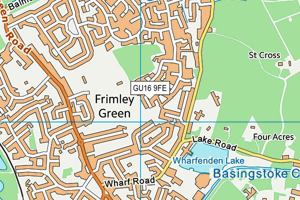 GU16 9FE map - OS VectorMap District (Ordnance Survey)