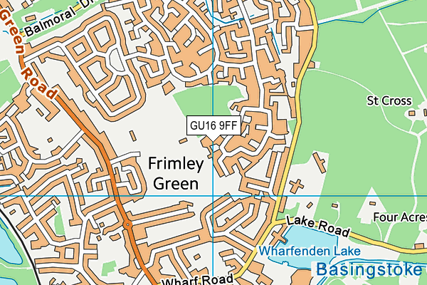 GU16 9FF map - OS VectorMap District (Ordnance Survey) GU16 9FF map - OS VectorMap District (Ordnance Survey)