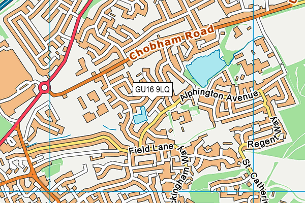 GU16 9LQ map - OS VectorMap District (Ordnance Survey) GU16 9LQ map - OS VectorMap District (Ordnance Survey)
