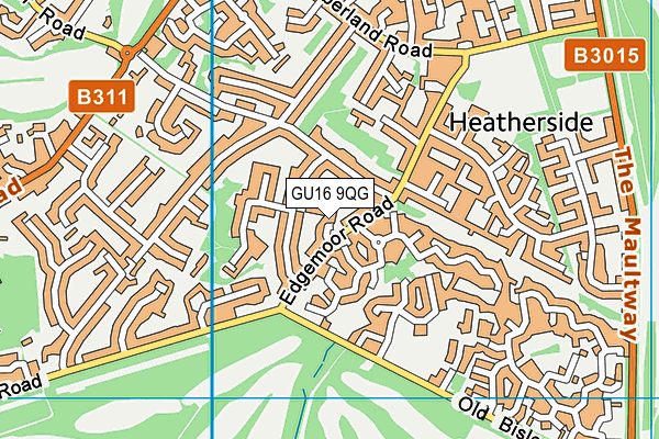 GU16 9QG map - OS VectorMap District (Ordnance Survey)