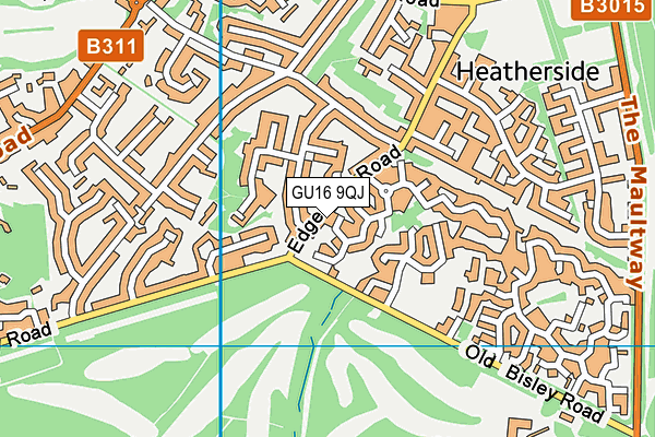 GU16 9QJ map - OS VectorMap District (Ordnance Survey) GU16 9QJ map - OS VectorMap District (Ordnance Survey)