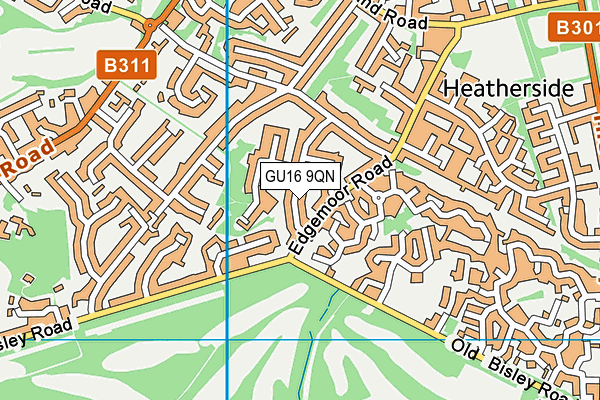 GU16 9QN map - OS VectorMap District (Ordnance Survey) GU16 9QN map - OS VectorMap District (Ordnance Survey)