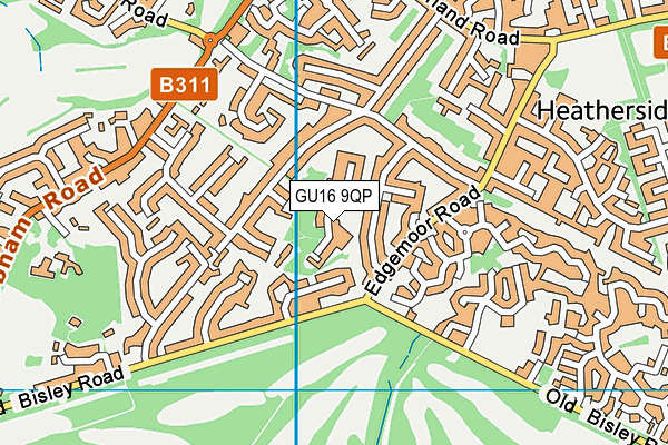 GU16 9QP map - OS VectorMap District (Ordnance Survey) GU16 9QP map - OS VectorMap District (Ordnance Survey)